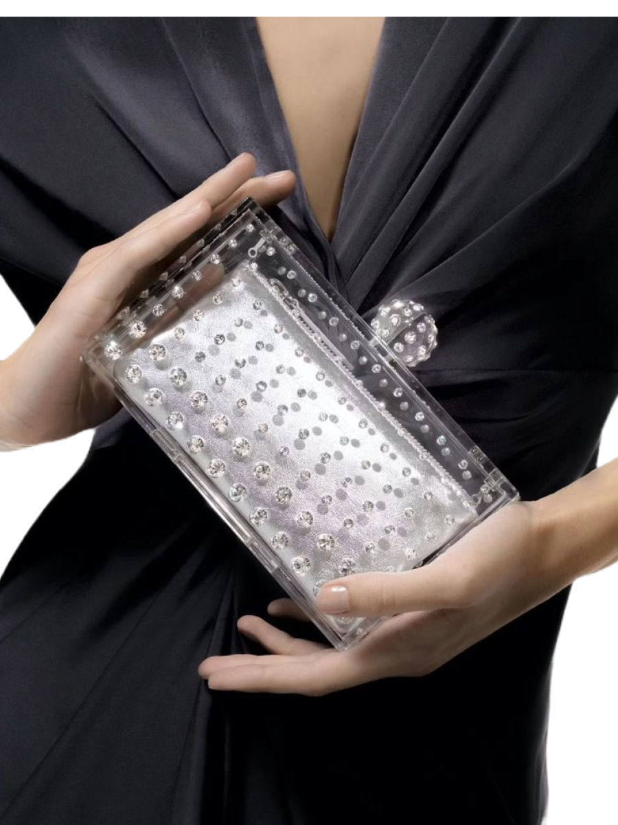 Tequila embellished perspex clutch