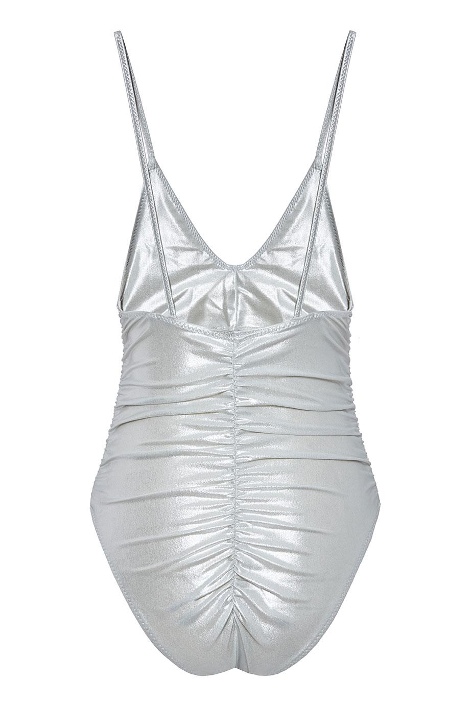 Ruched metallic swimsuit
