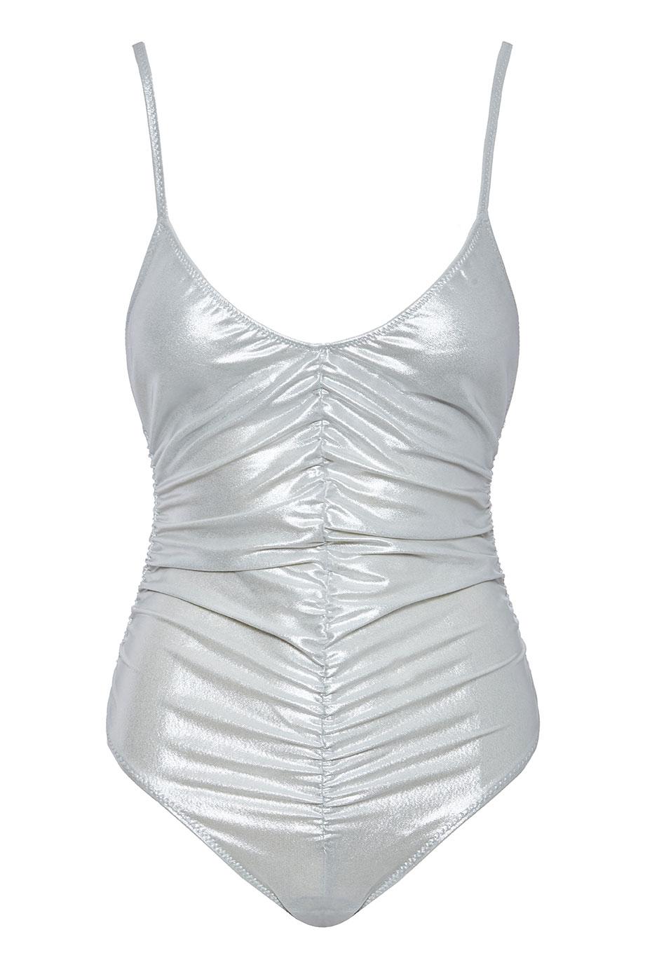 Ruched metallic swimsuit