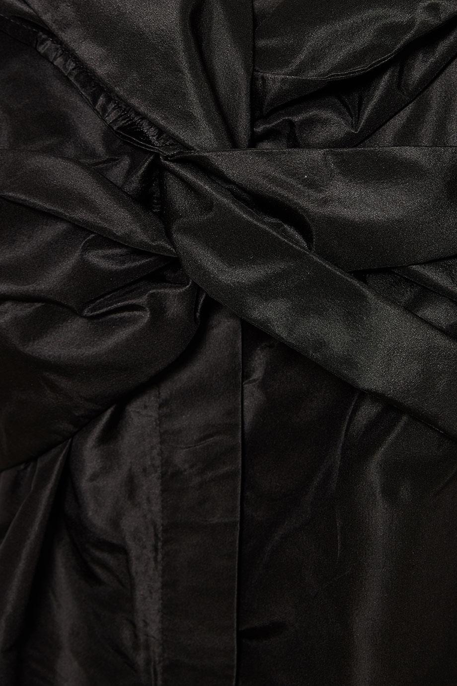 Puff-sleeve silk taffeta top