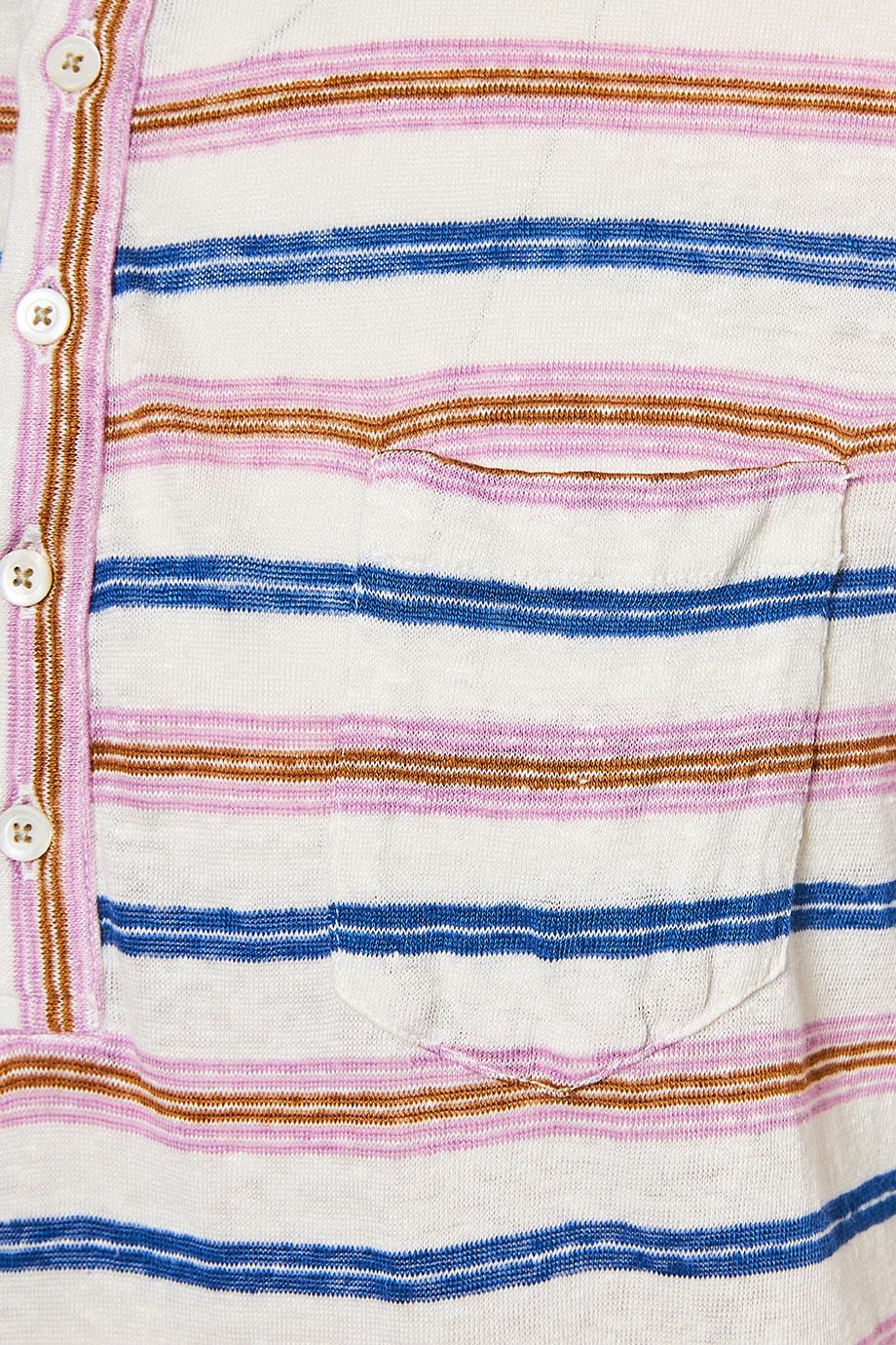 Striped linen polo top 