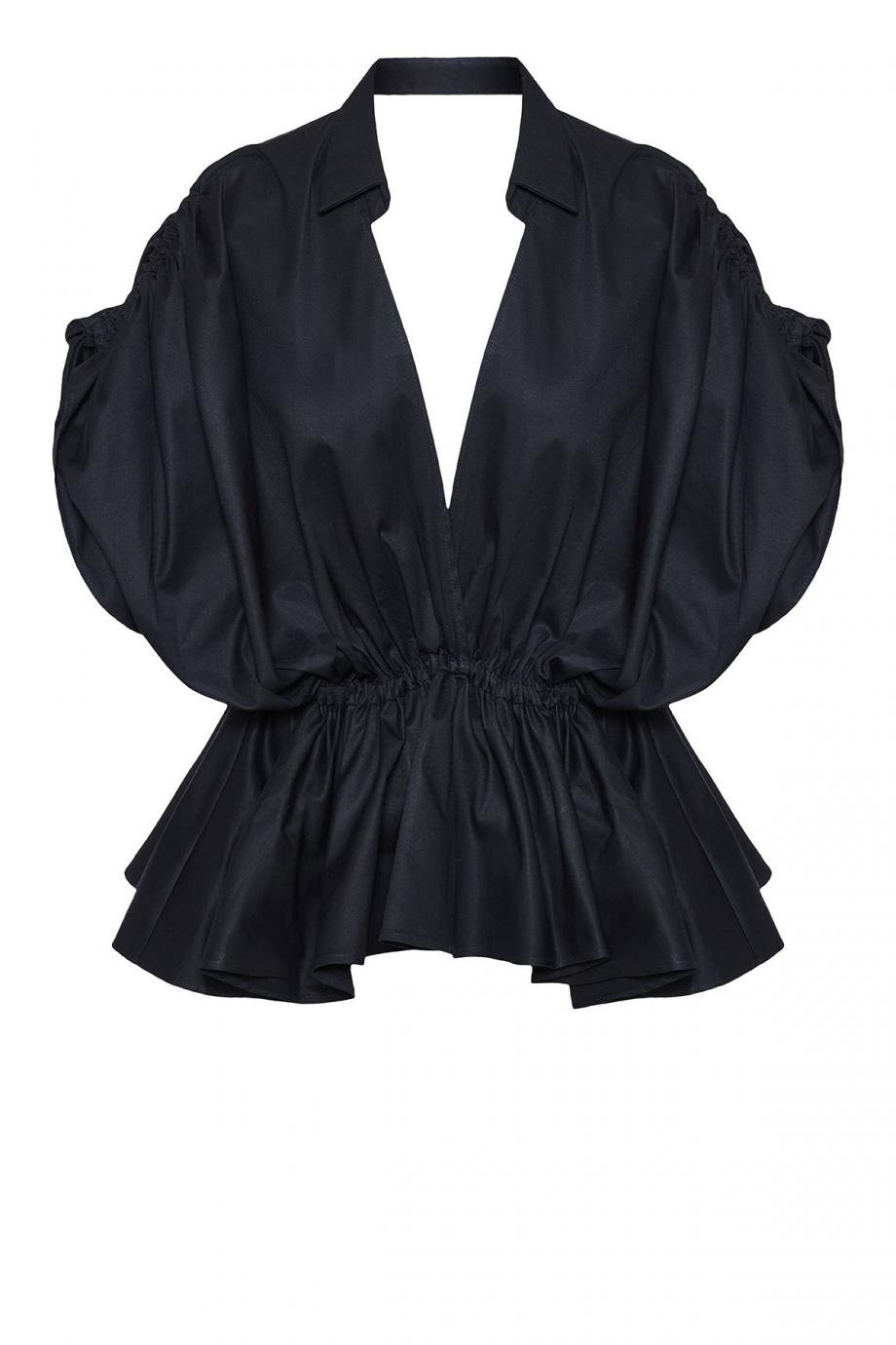 Gathered cotton-blend top