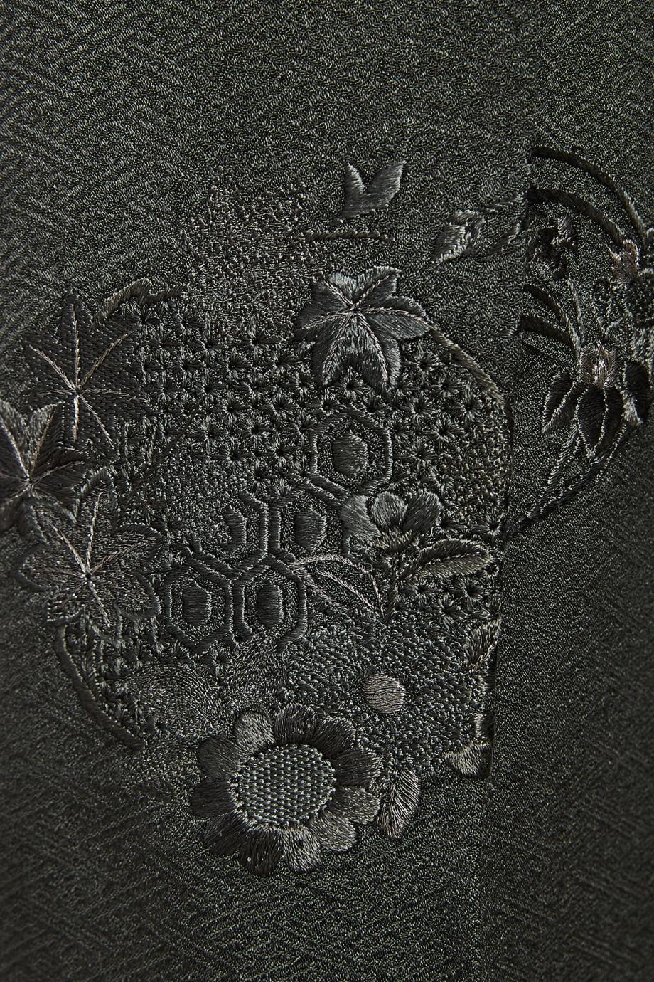 Embroidered silk-jacquard pants