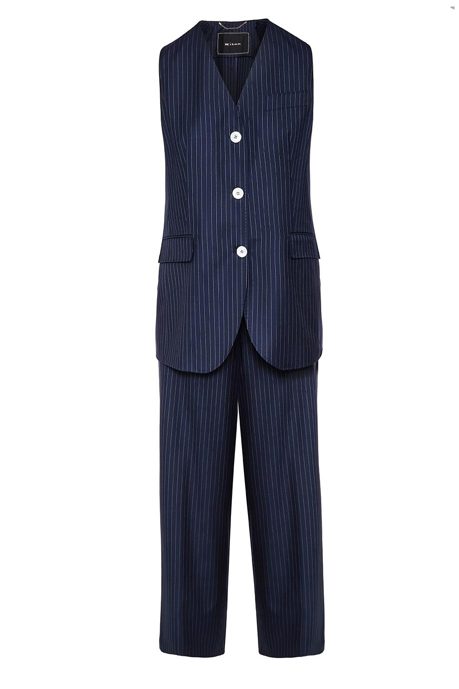 Striped wool-gabardine waistcoat 