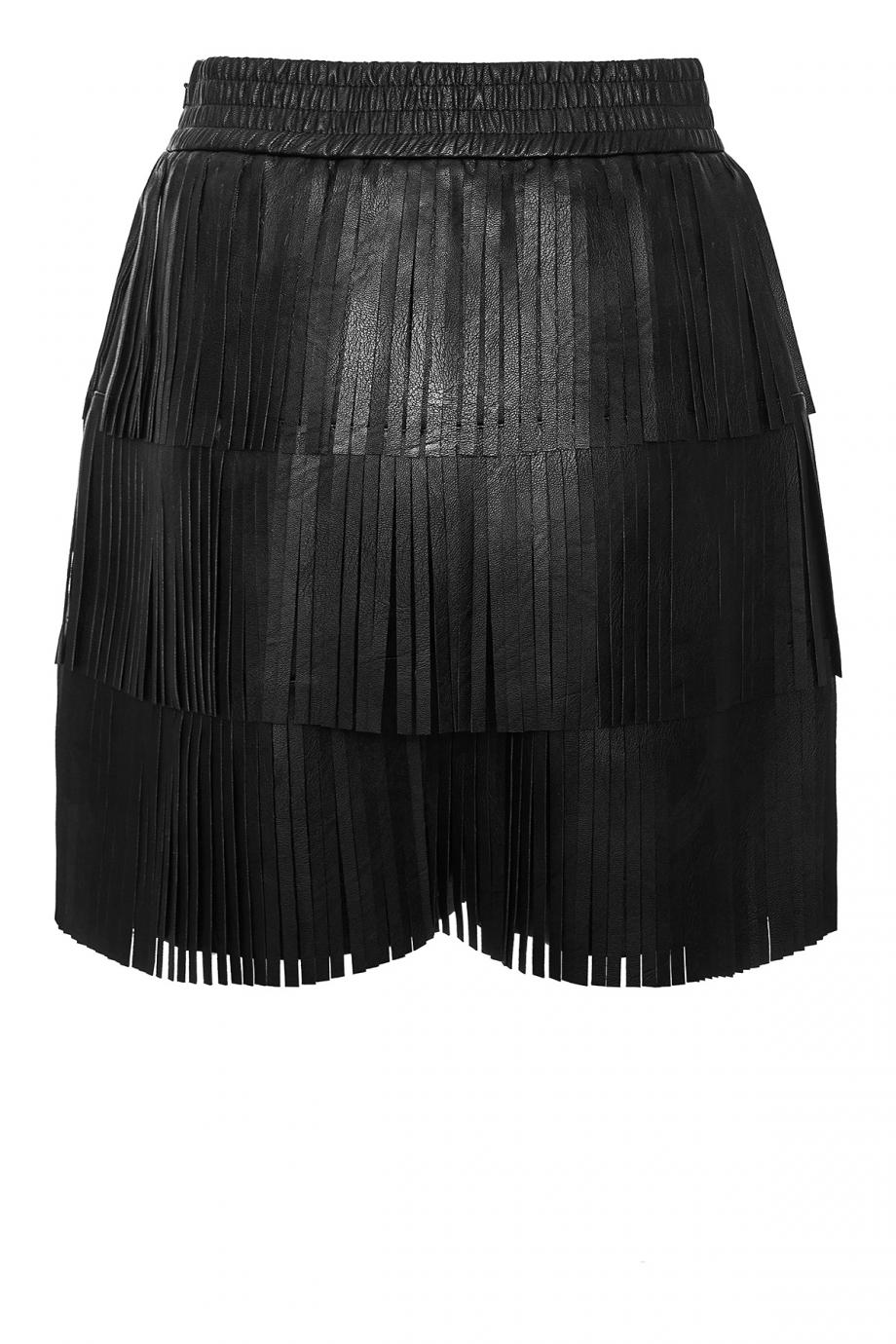 Fringed faux-leather shorts
