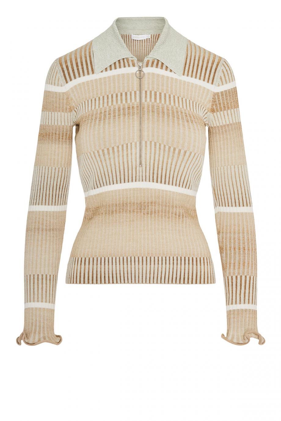 Allyson striped ribbed-knit top