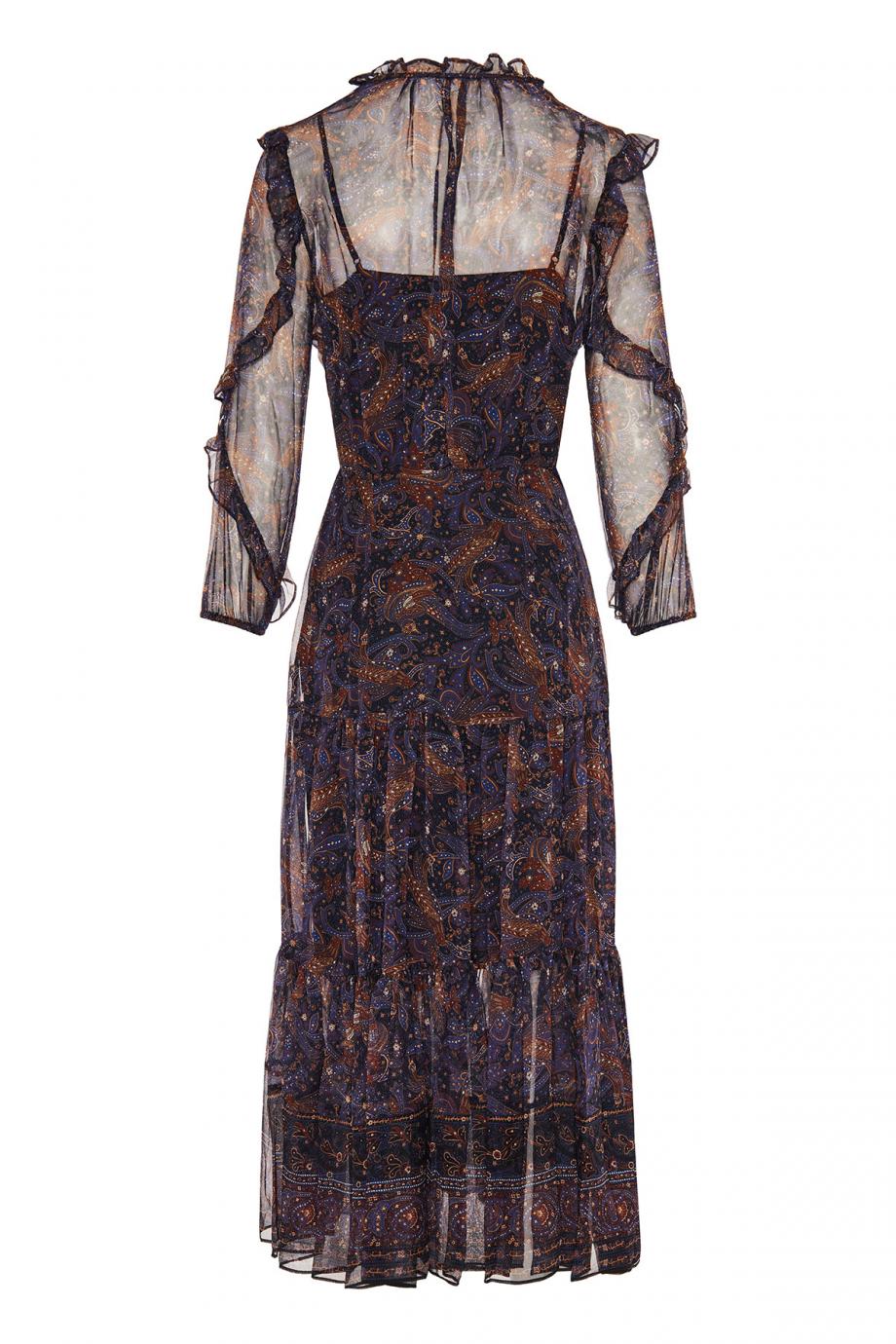 Ruffled printed silk-chiffon midi dress 