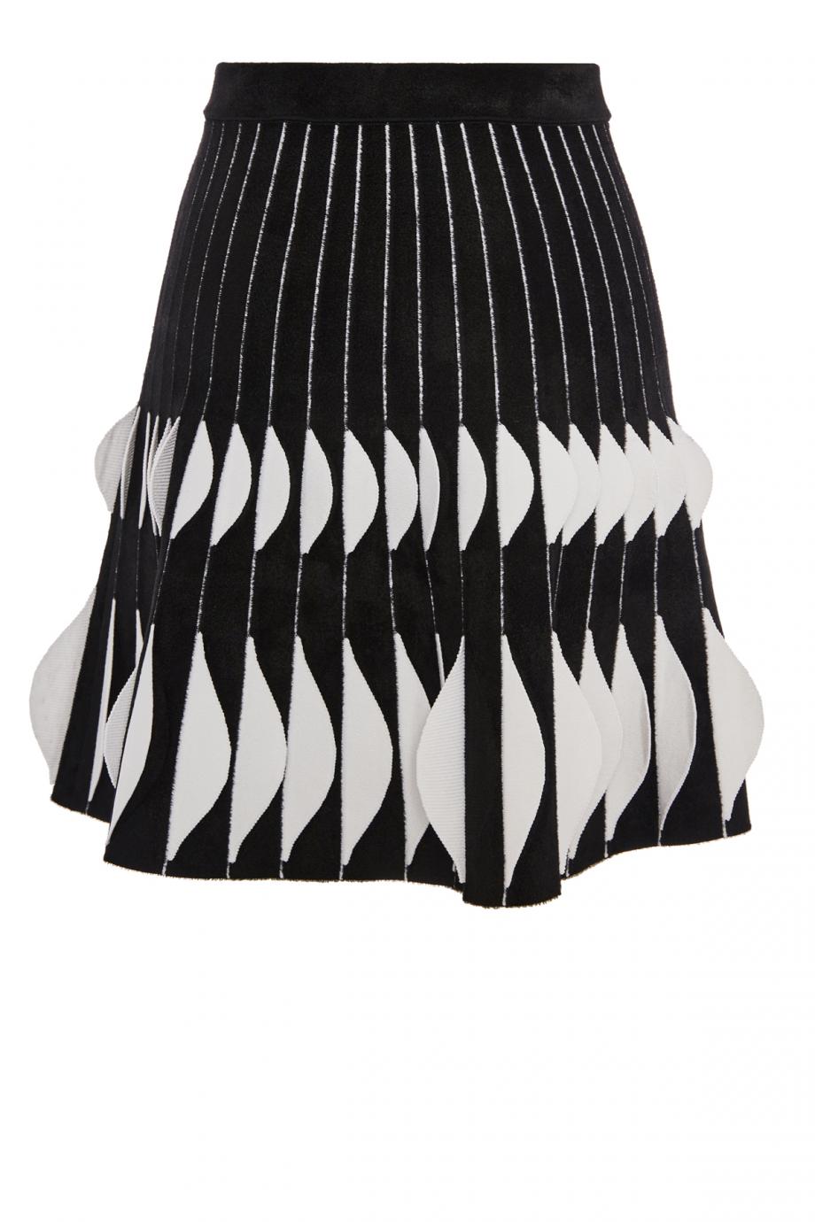 Pleated stretch-knit mini skirt 