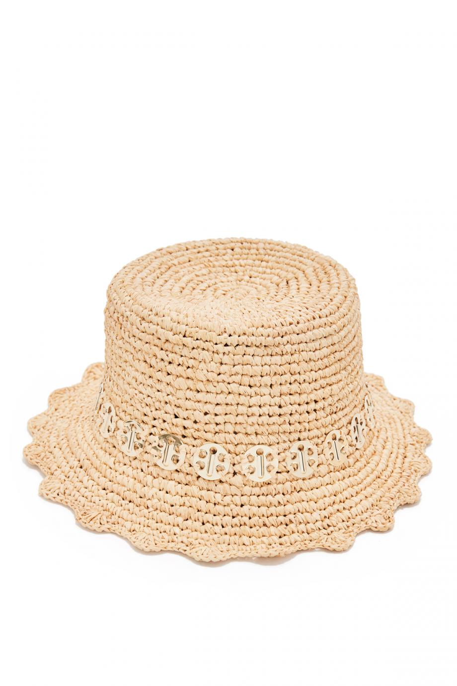 Embellished raffia hat