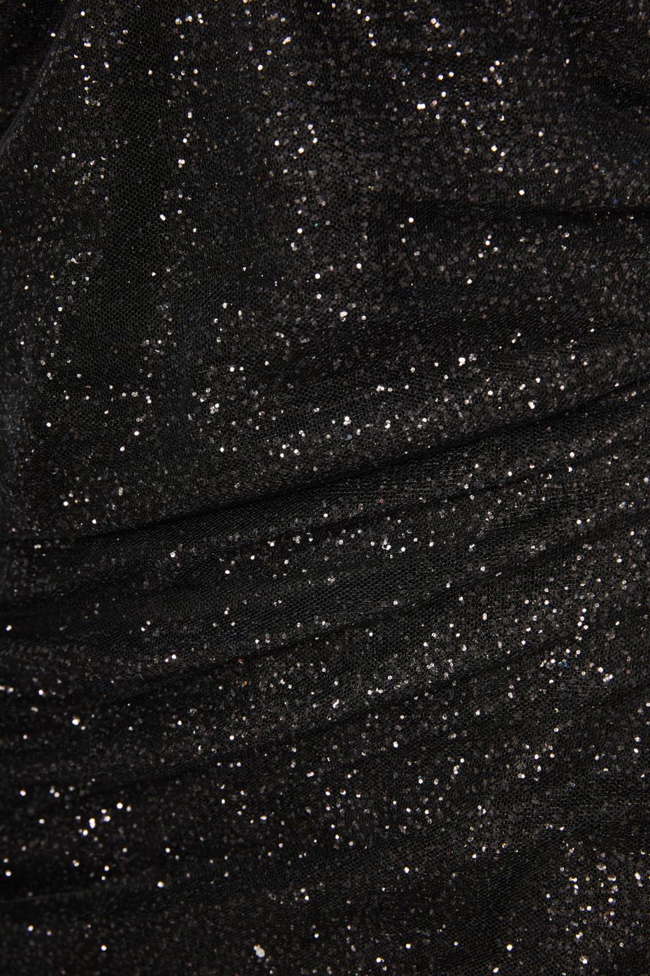 Gathered glittered tulle mini dress 