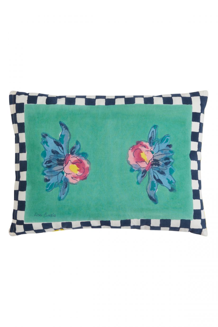 Tiles printed cotton pillow