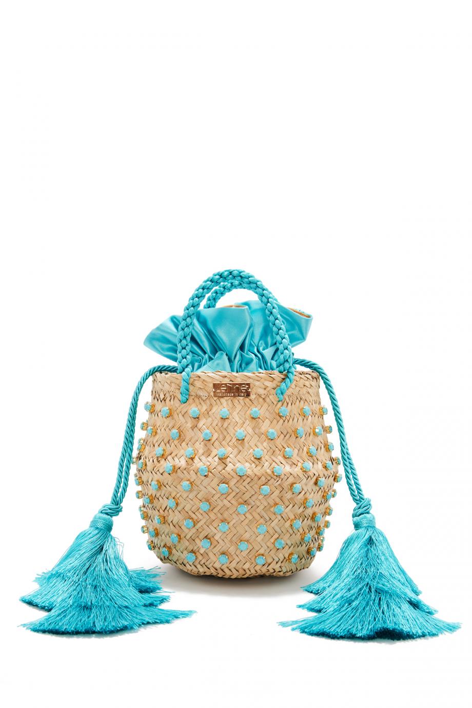 Carol small tasseled embellished straw basket bag