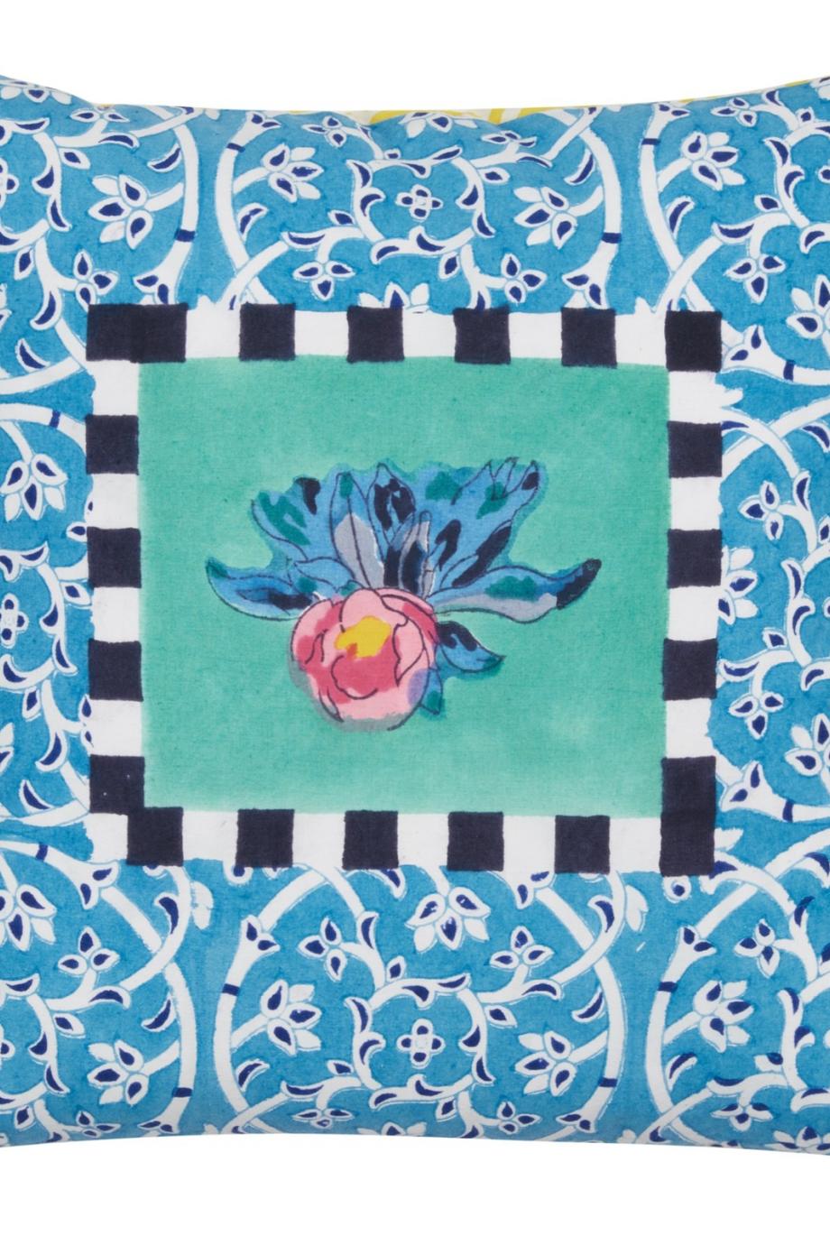 Tiles printed cotton pillow cover