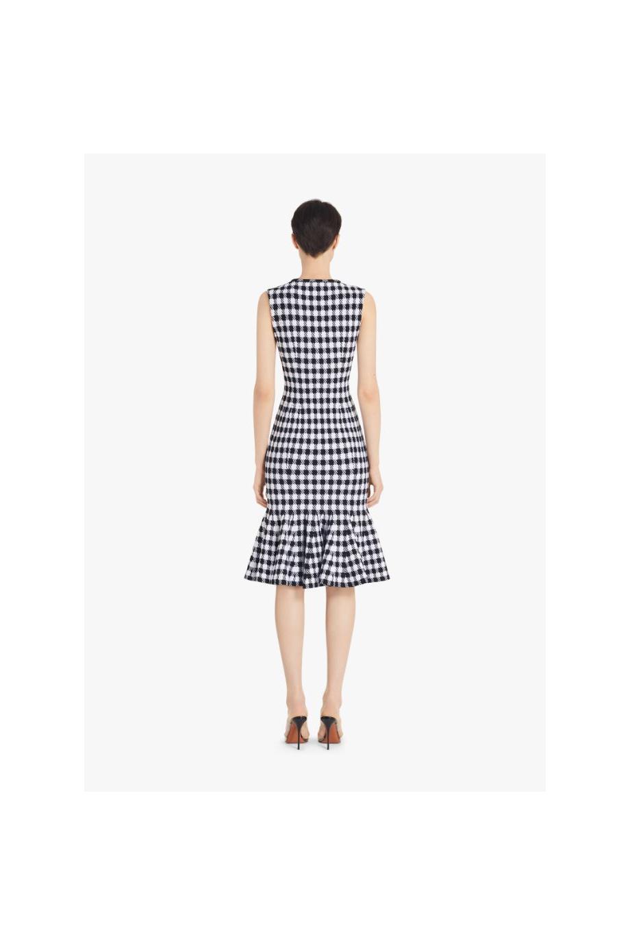 Houndstooth knitted midi dress 
