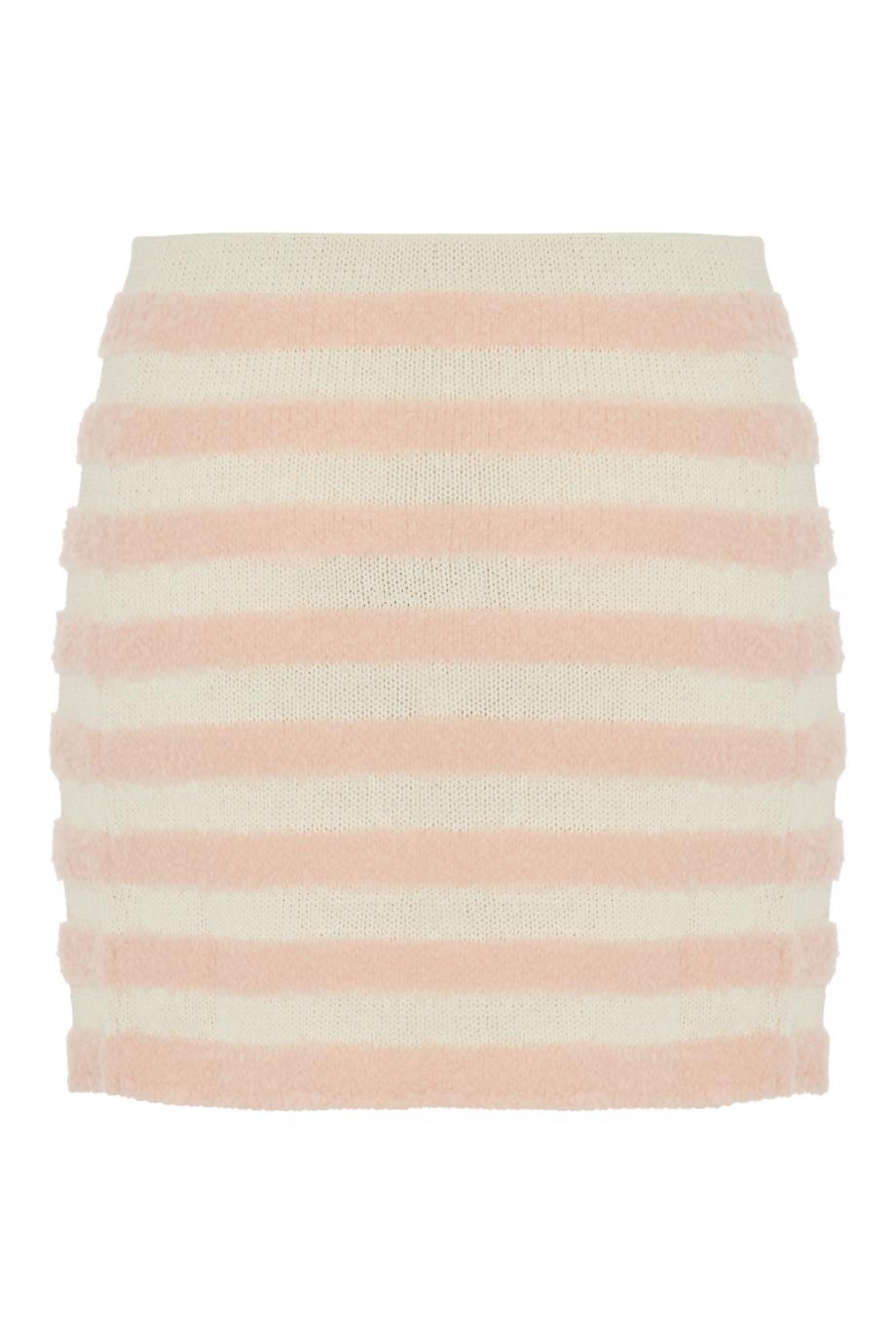 Fluffy striped wool-blend mini skirt 
