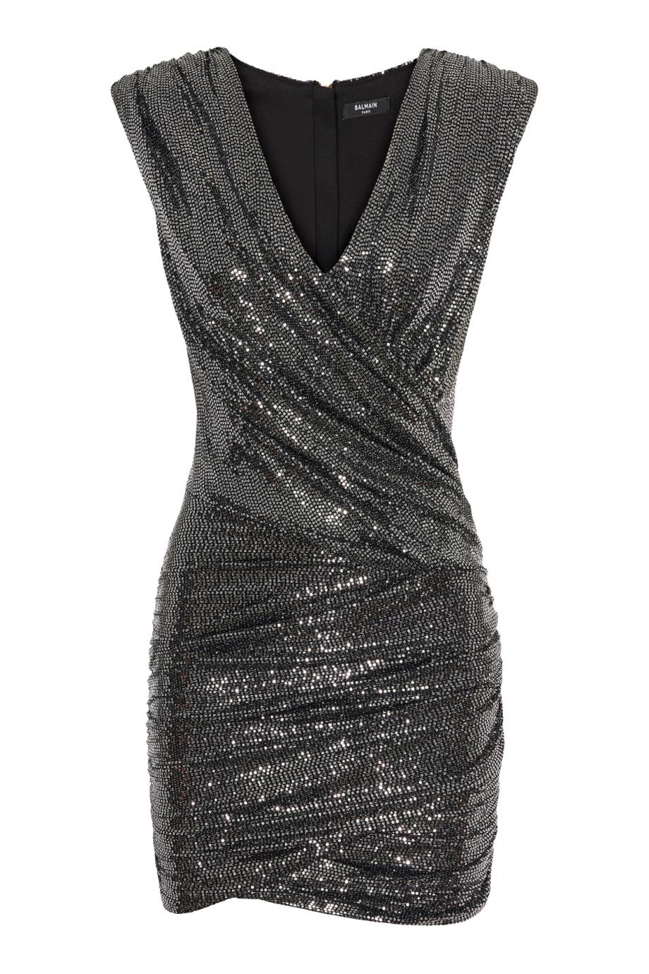 Ruched sequined mini dress