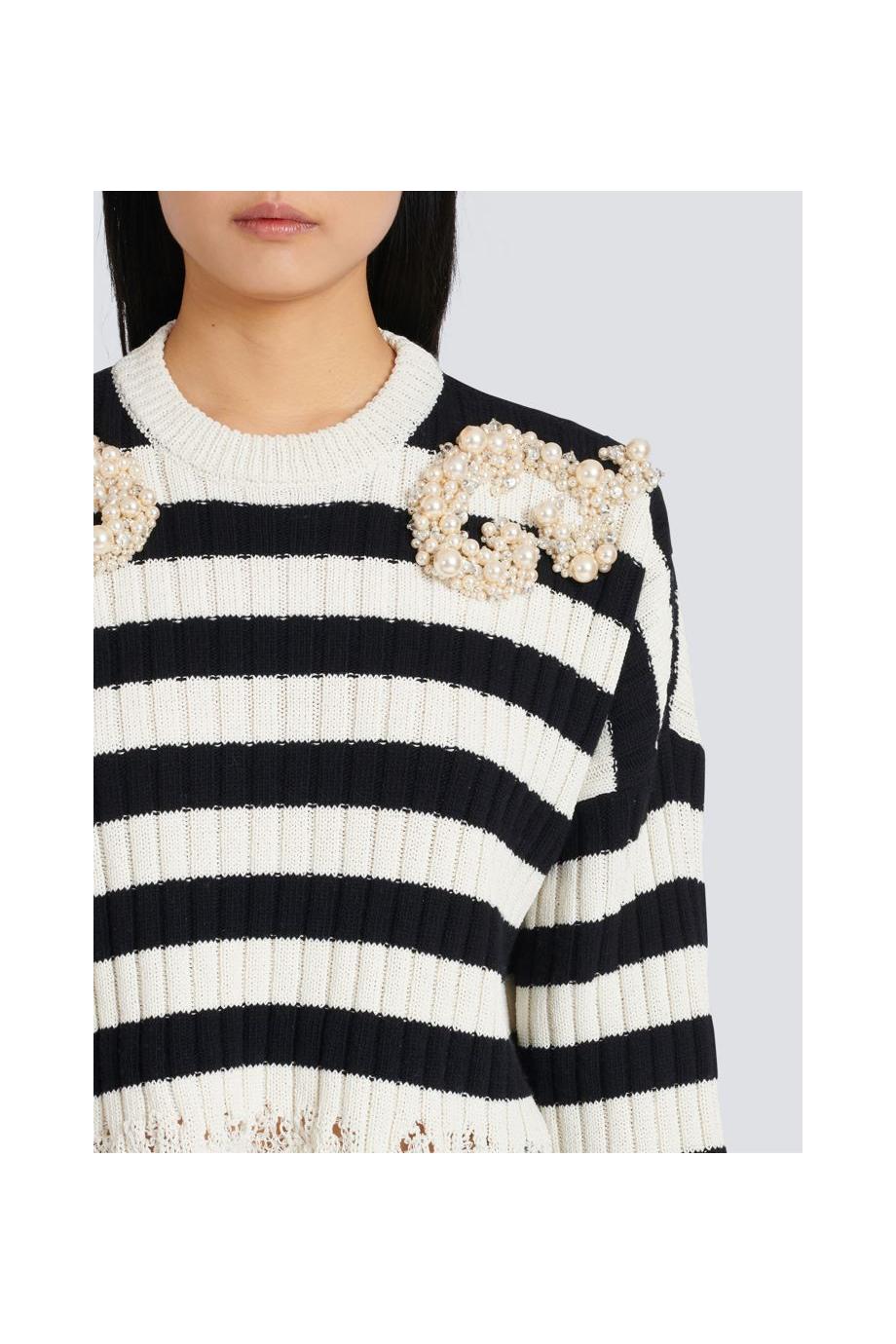 Embellished wool and cashmere sweater