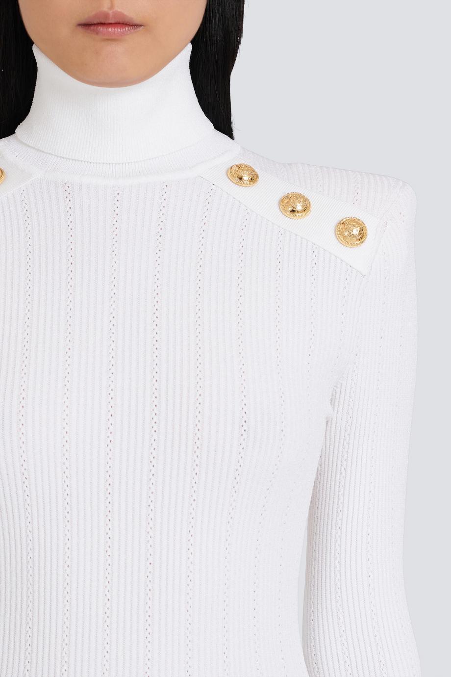 Embellished ribbed-knit sweater 