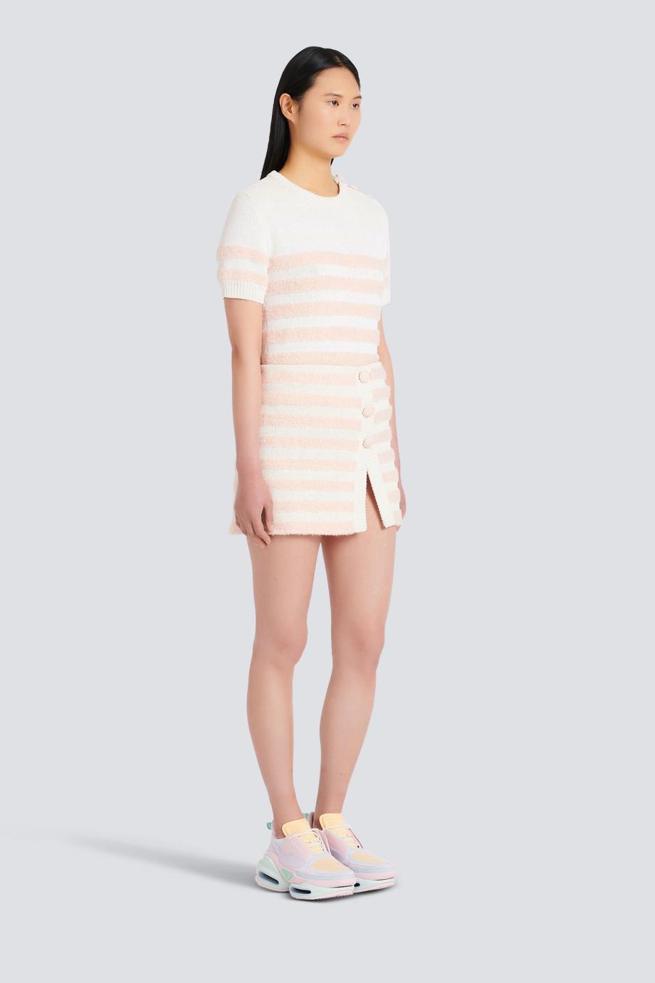 Fluffy striped wool-blend mini skirt 