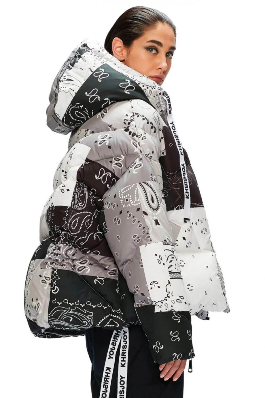 Bandana-printed puffer coat
