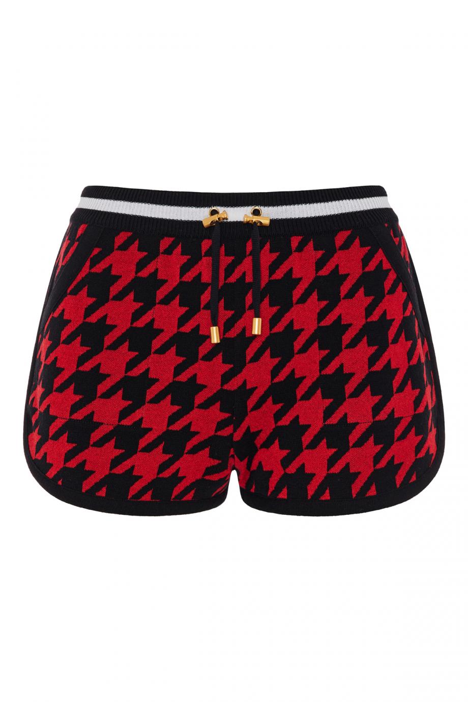 Houndstooth knitted shorts 