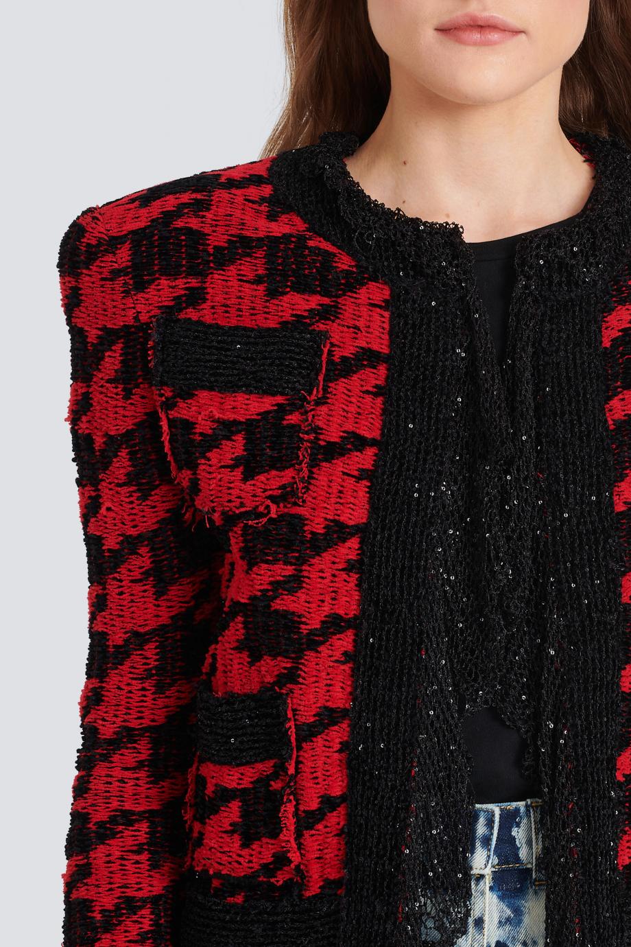Houndstooth knitted jacket 