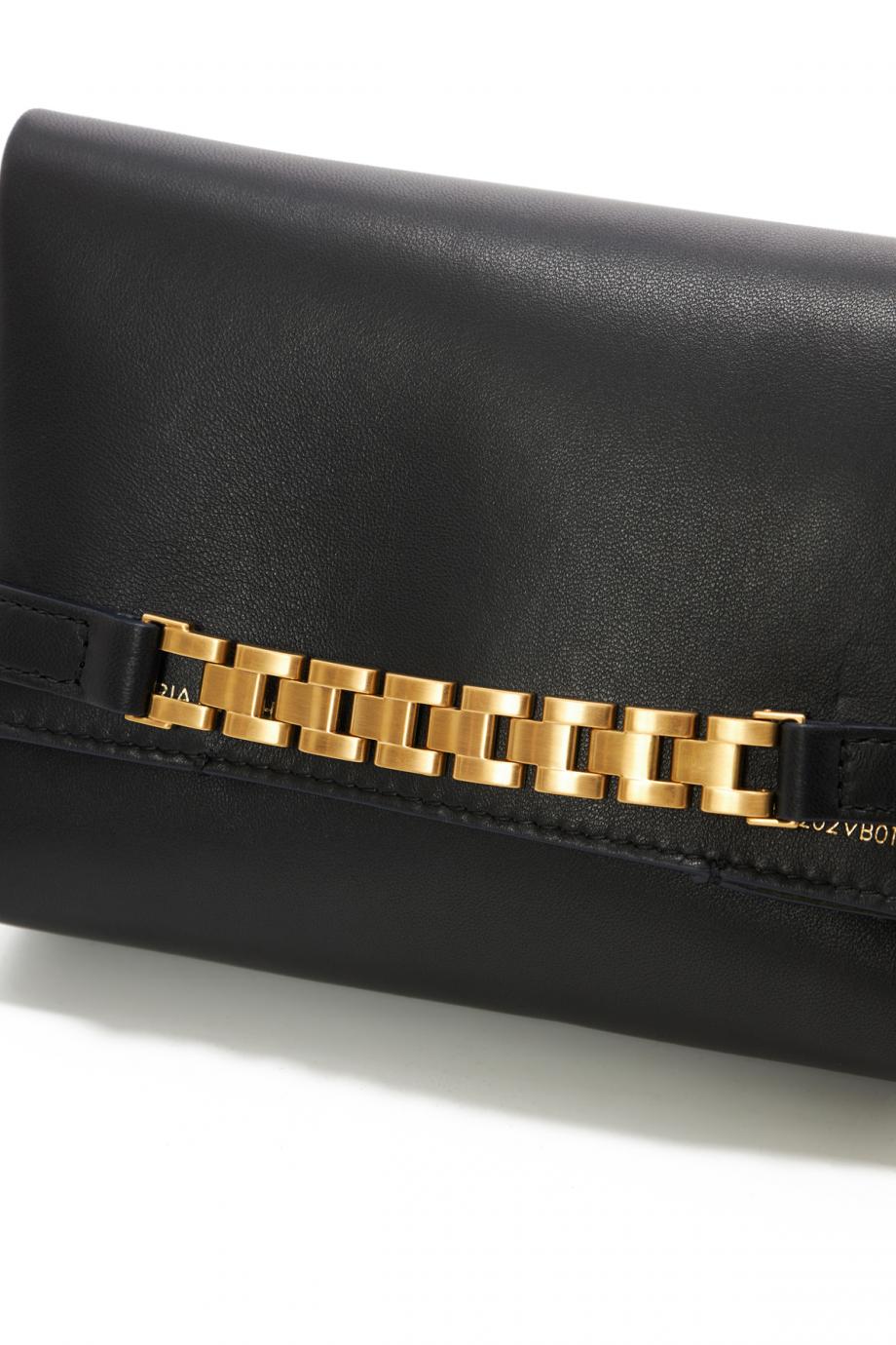 Mini Chain embellished leather pouch