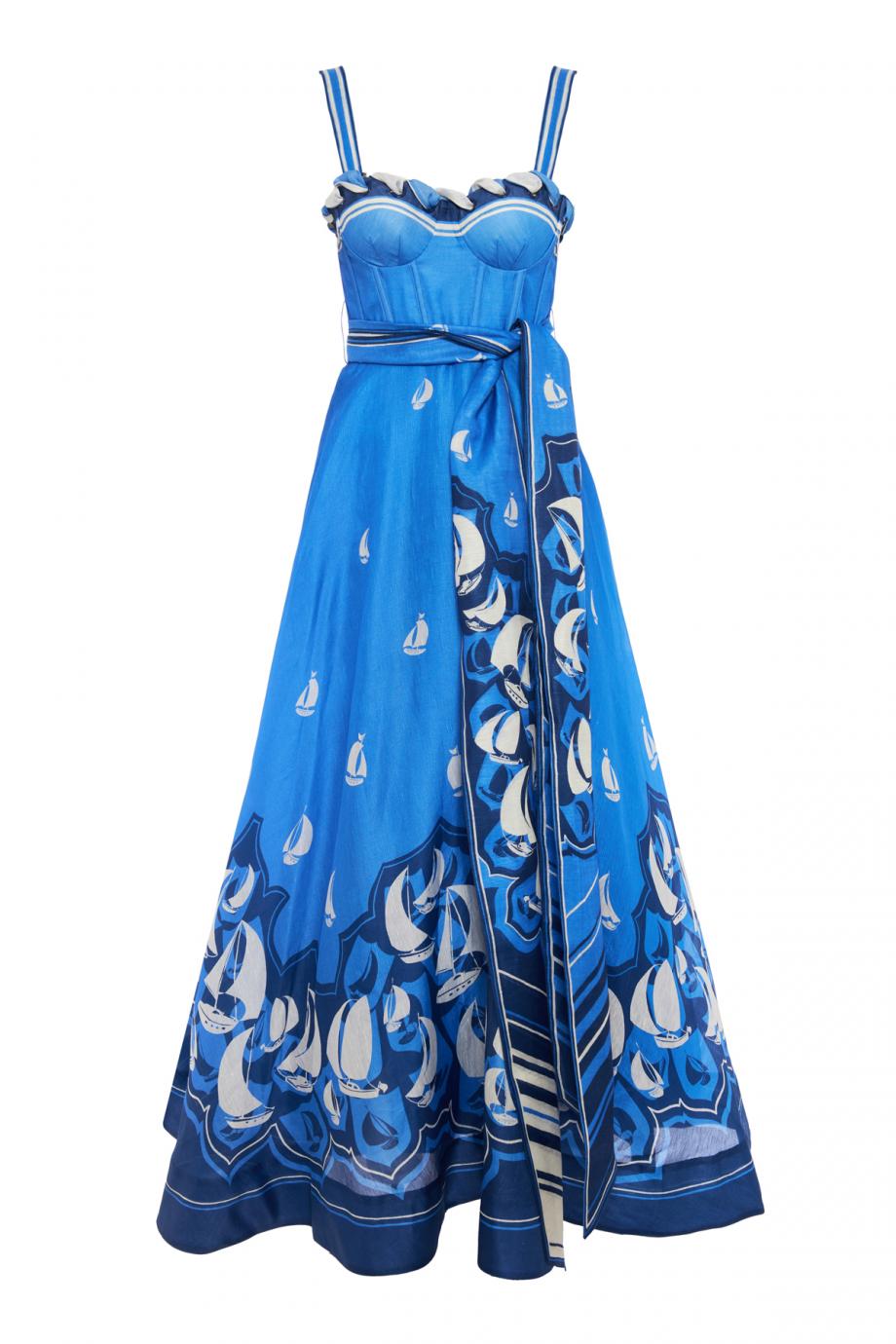 High Tide Eylet printed silk and linen maxi dress 