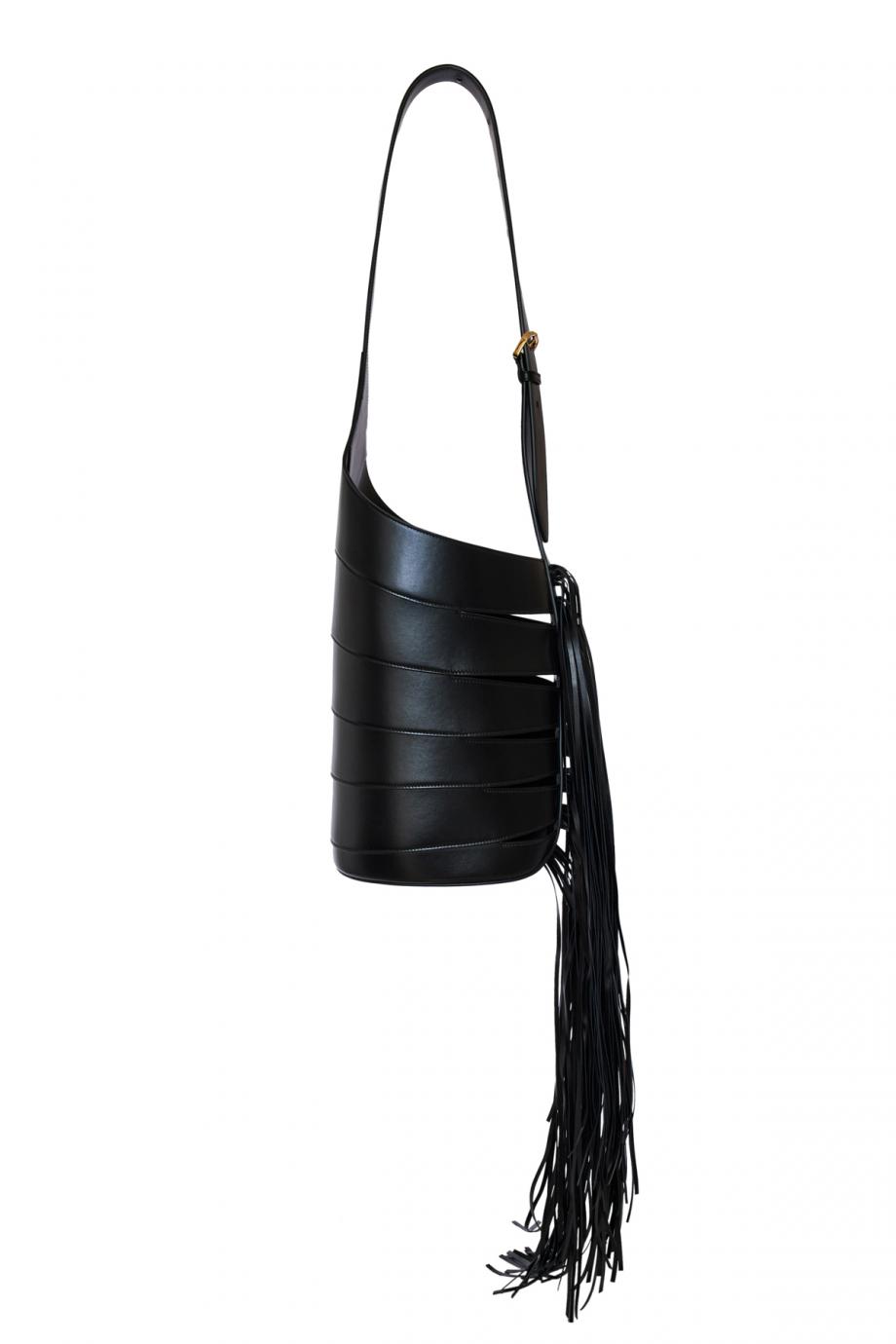 Babel with fringes medium bag in glossy smooth calfskin