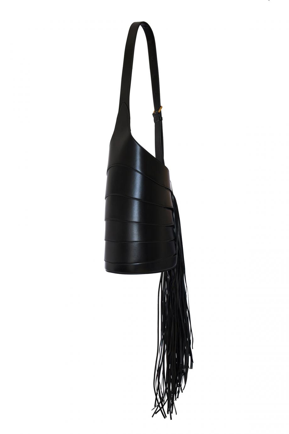 Babel with fringes medium bag in glossy smooth calfskin