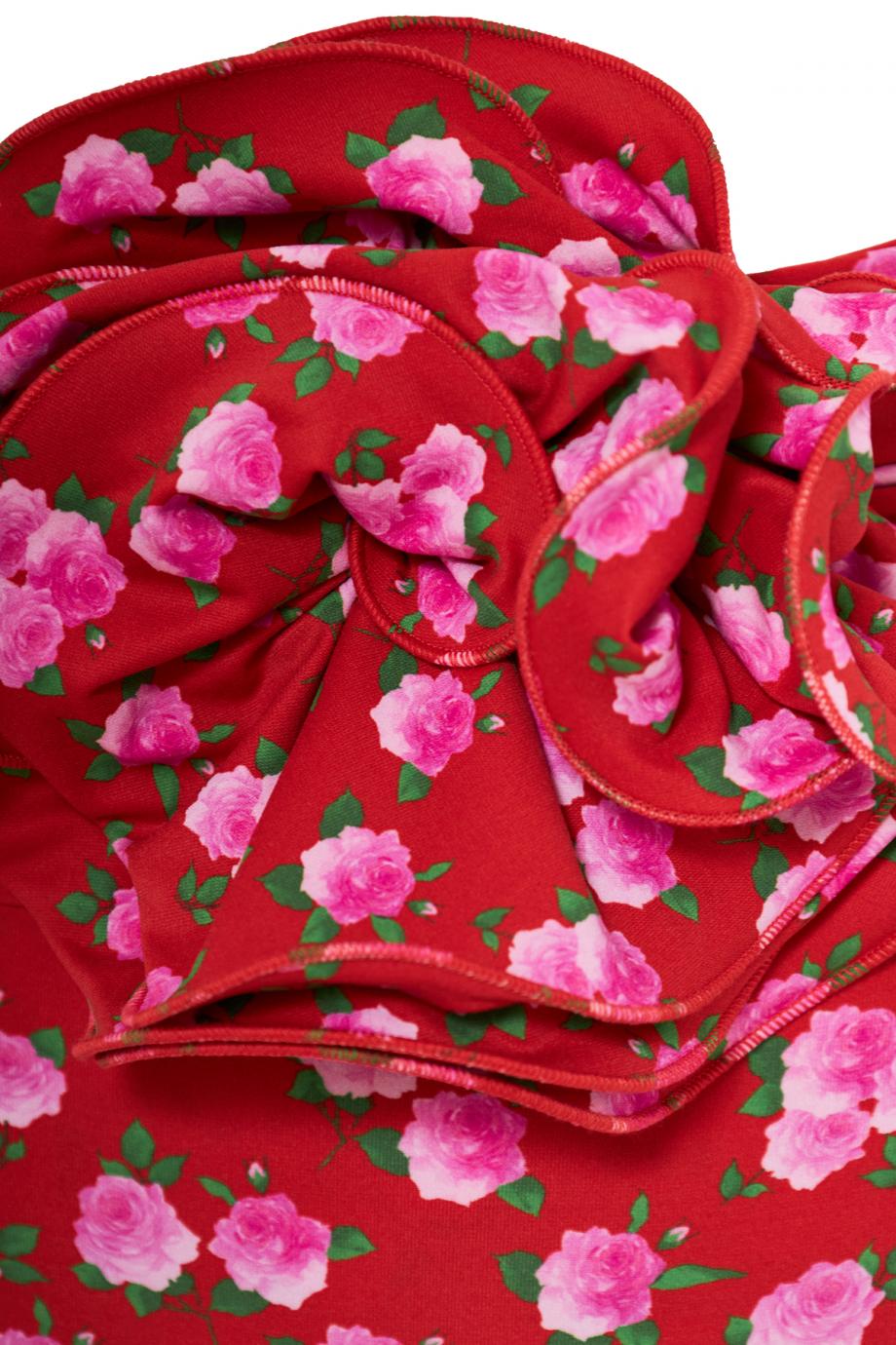 Classic high waist flower swim bottom in red floral print