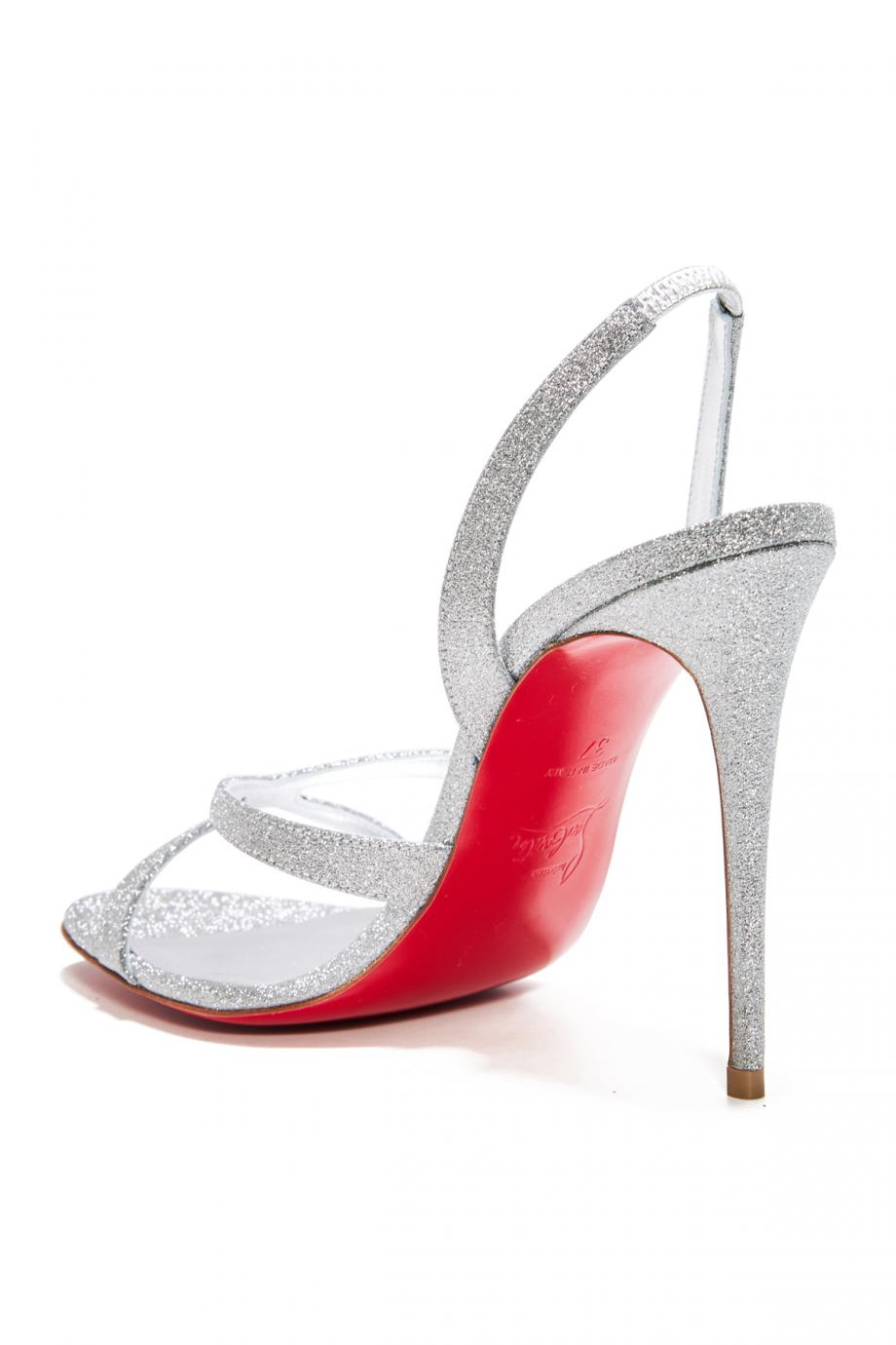 Emile-Glittered calf leather-Silver 100mm sandals