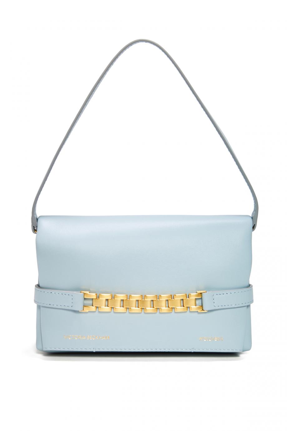 Mini Chain embellished leather pouch