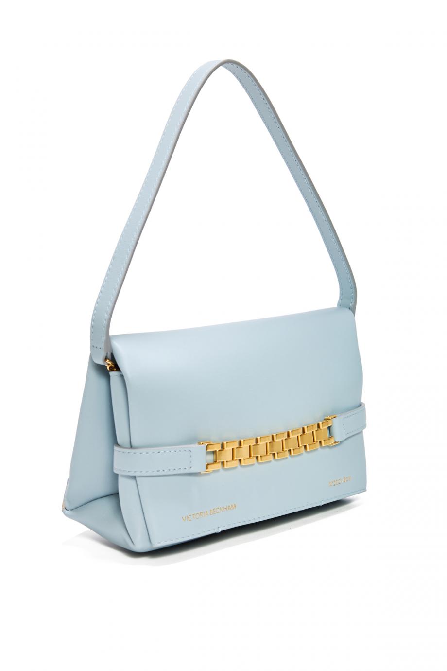 Mini Chain embellished leather pouch