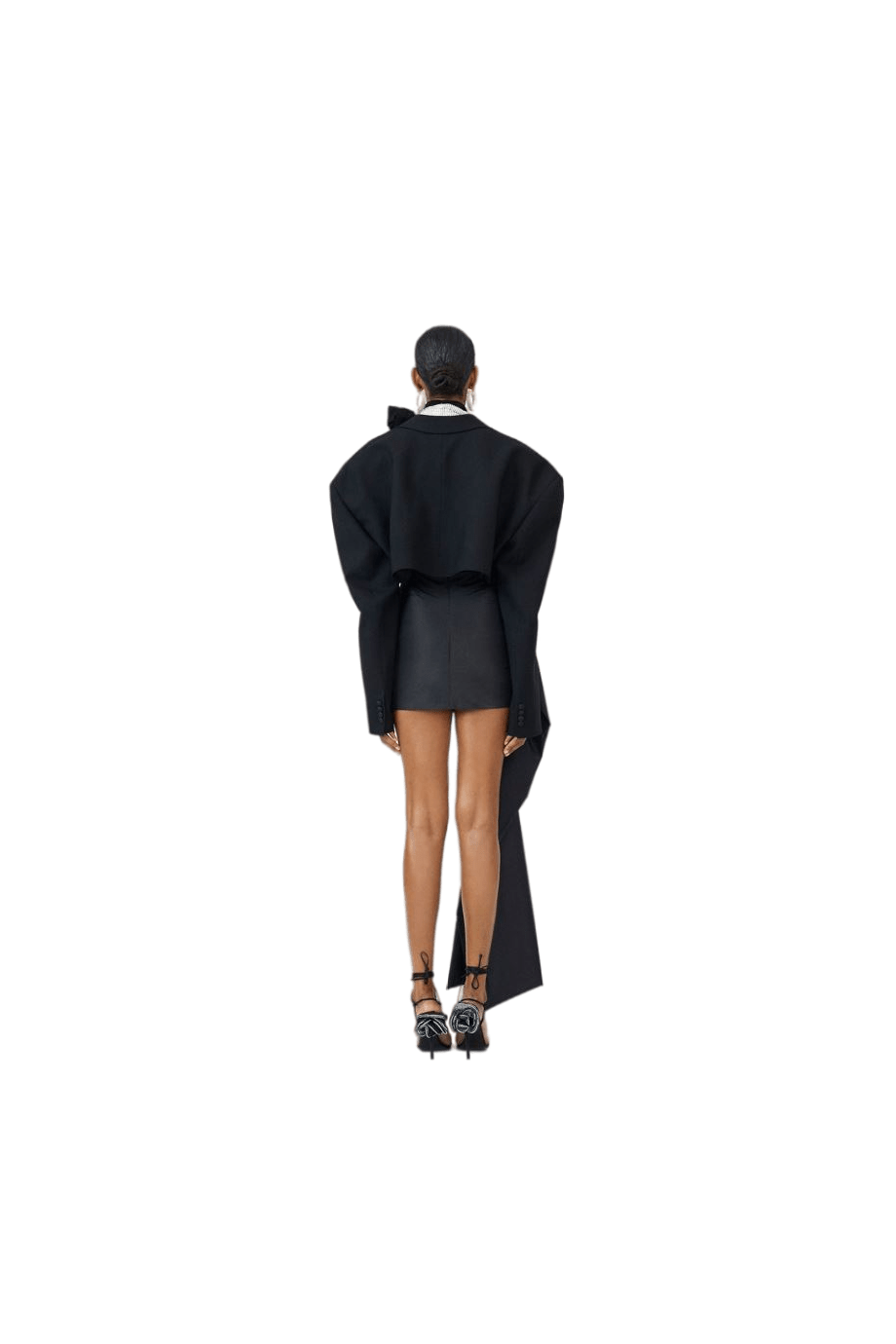 Draped sash taffeta mini skirt in black