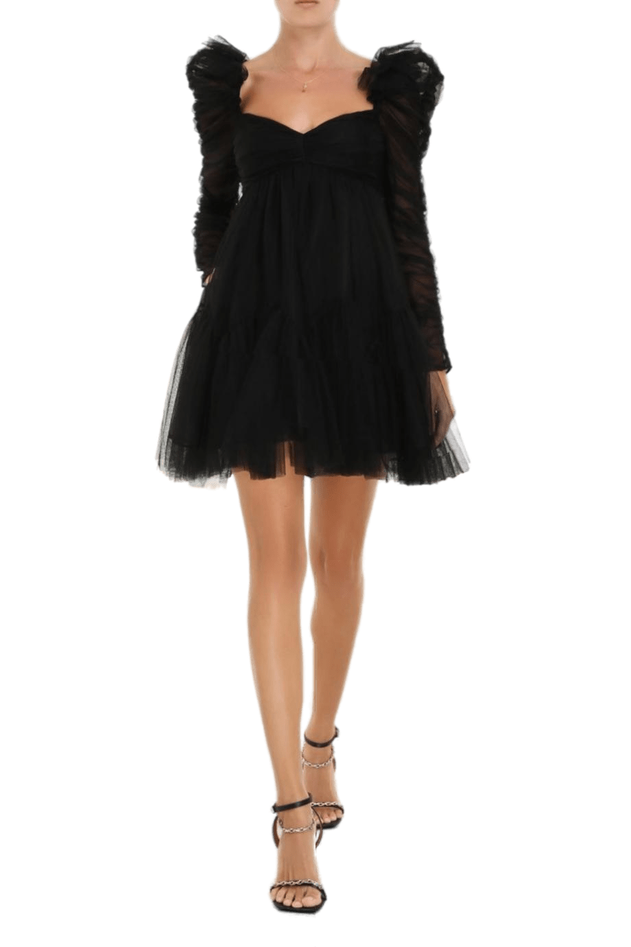Ruched tulle mini dress 