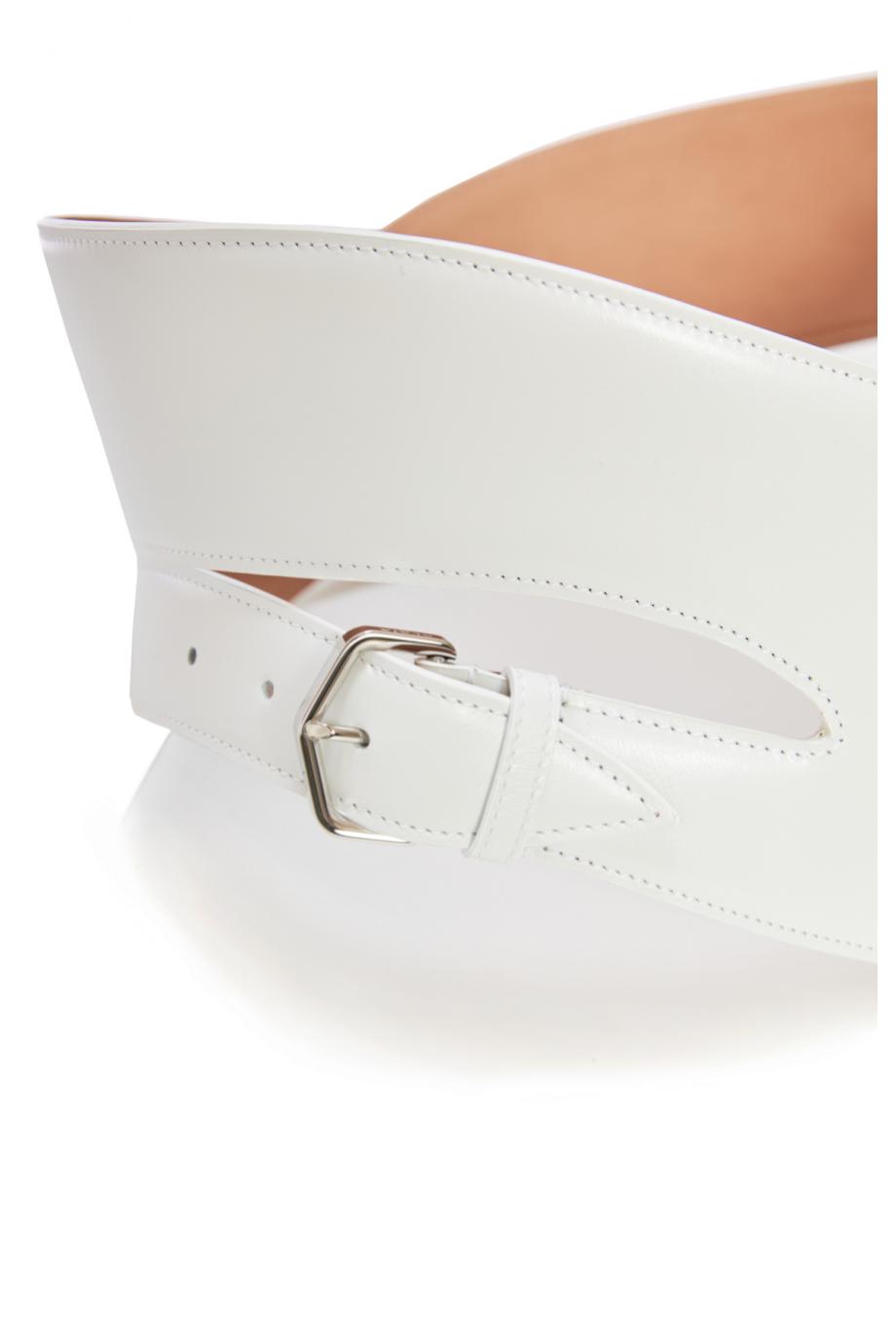 Crossed leather belt in lux calfskin