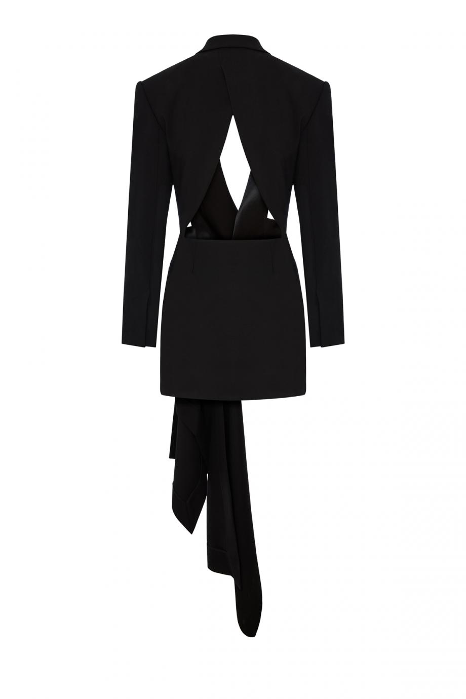 Asymmetric wool-gabardine tailored mini blazer dress 