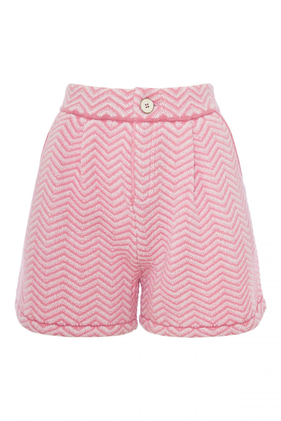 Shorts with a chevron motif in cashmere and cotton