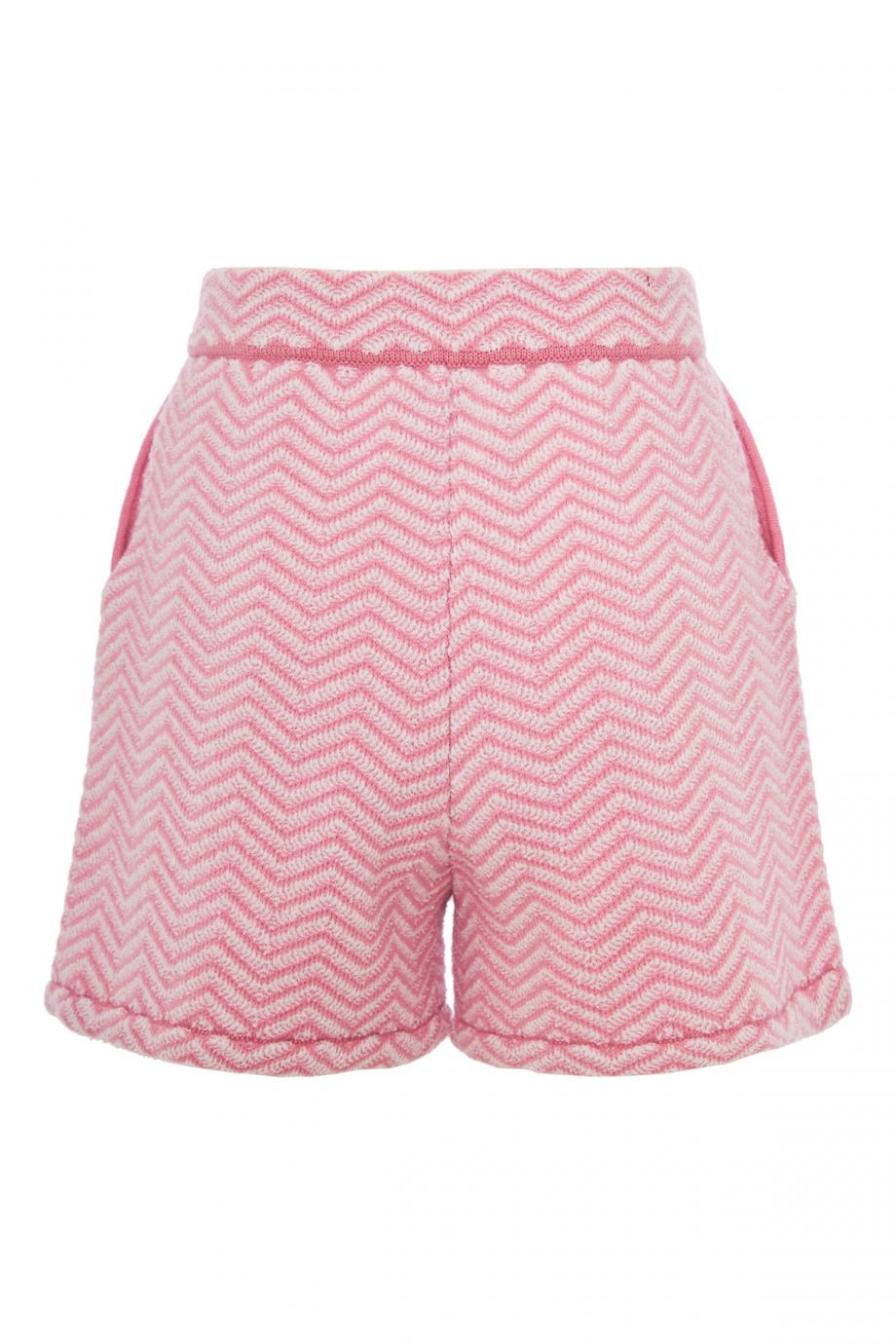 Shorts with a chevron motif in cashmere and cotton