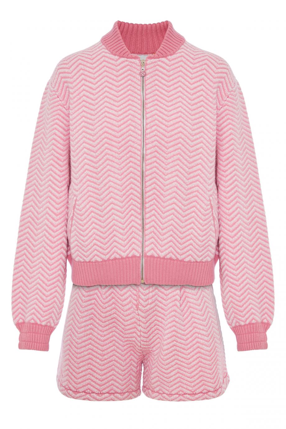 Shorts with a chevron motif in cashmere and cotton