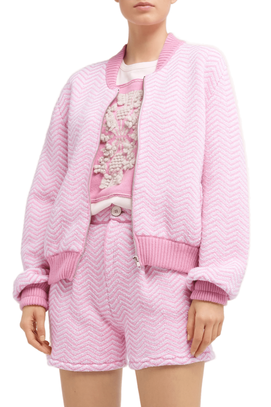 Shorts with a chevron motif in cashmere and cotton