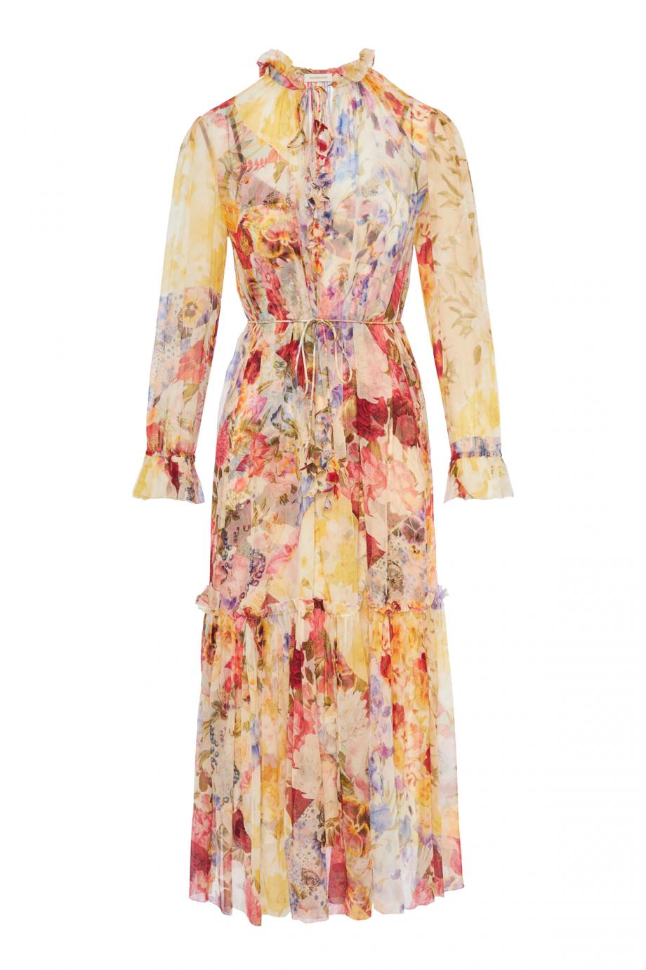 Wonderland ruffled printed silk-chiffon midi dress 