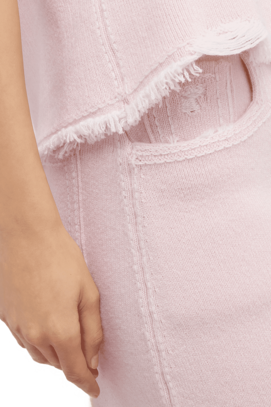 Frayed cashmere and cotton sleeveless sweater 