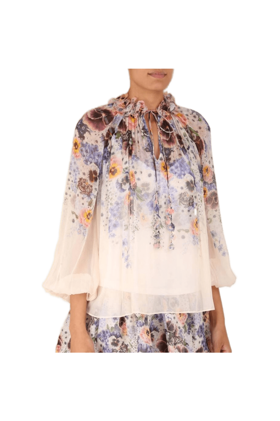 Tama Flower printed silk-chiffon blouse 