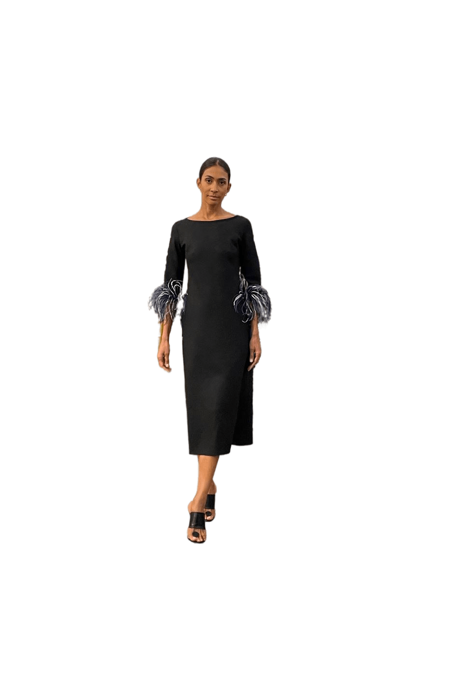 Clac feather-embellished silk midi dress