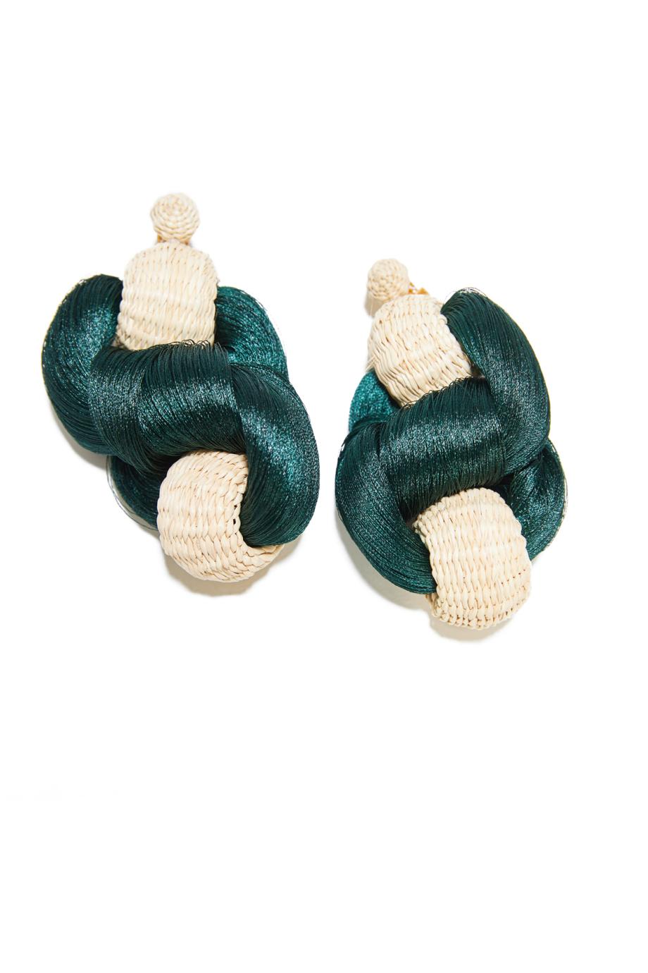 Jungle Emerald Dancing Darling silk and raffia Earrings