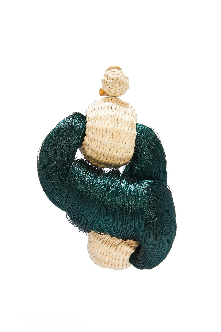 Jungle Emerald Dancing Darling silk and raffia Earrings