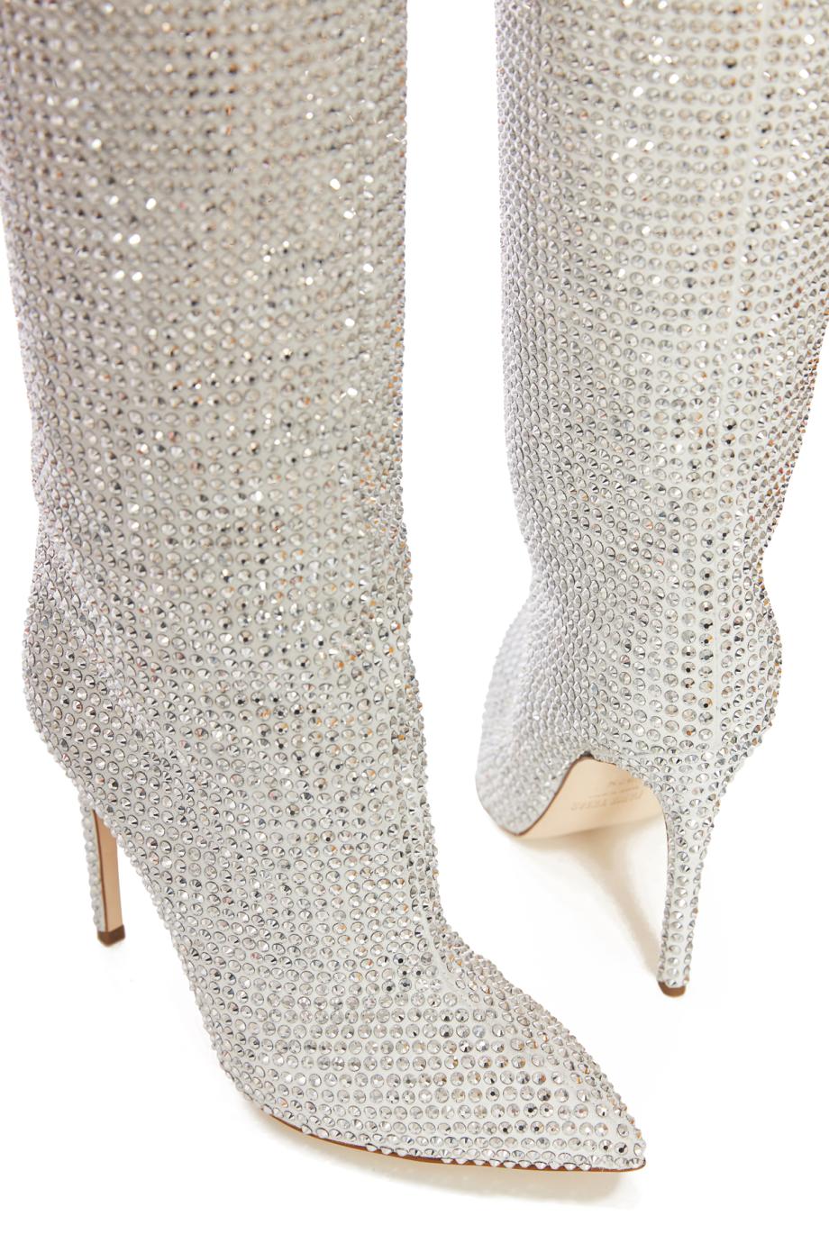 Holly crystal-embellished leather knee boots
