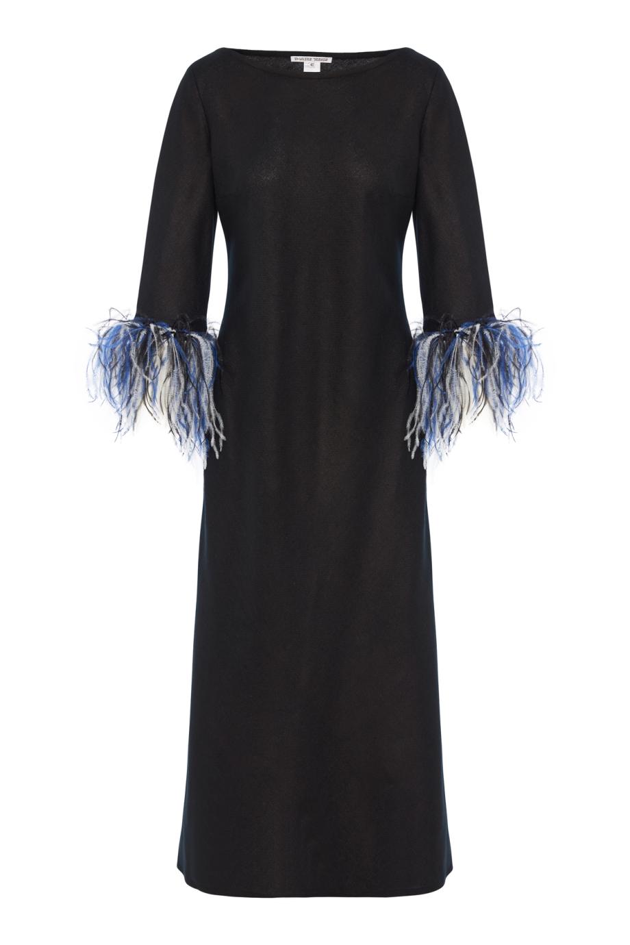 Clac feather-embellished silk midi dress